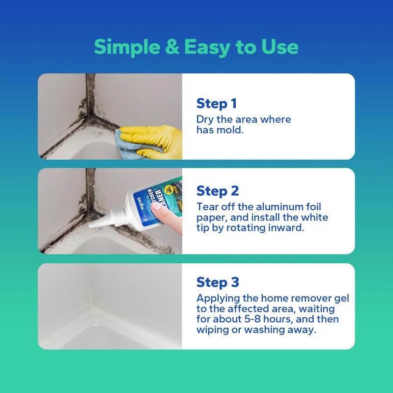 EcoEgret Mold Stain Remover Gel (5 Fl Oz), Multifunctional Mold Stain Remover, Heavy Duty Stain Gel Cleaner for Front Loader Washing Machine Seal, Bathroom Grout, Shower, Caulk - Image 5